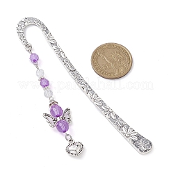 天使のアクリル＆合金ハートチャームブックマーク  合金フックブックマーク  ミックスカラー  123.5x20.5x2.5mm  5個/セット&nbsp;AJEW-JK00317