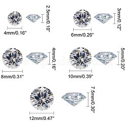アクリルラインストーン尖底カボション  多面カット  ダイヤモンド形状  透明  4x2.5mm  6x3mm  8x4mm  10x5mm  12x7.5mm  4850個/袋&nbsp;GACR-NB0001-01