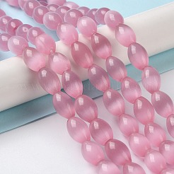 キャッツアイビーズ  オーバル  フラミンゴ  8~8.5x12~12.5mm  穴：0.8mm  約31個/連  14.69''（37.3センチメートル）&nbsp;G-NH0003-01