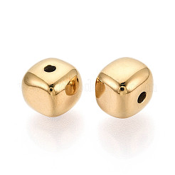 304ステンレススチールビーズ  キューブ  18KGP本金メッキ  8.5x8.5x7.5mm  穴：1.6mm&nbsp;STAS-N123-02G