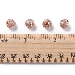 真鍮製キュービックジルコニアビーズ  カドミウムフリー＆鉛フリー  ラウンド  ローズゴールド  8x8mm  穴：1.5mm&nbsp;ZIRC-F001-31RG
