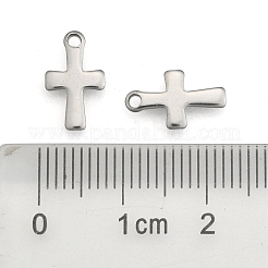 変色しない304ステンレススチールの小さなクロスチャーム  ステンレス鋼色  12x7x1mm  穴：1.4mm&nbsp;X-STAS-E104-34P