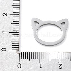304ステンレスペンダント  レーザー切断  猫の頭のチャーム  変色防止  ステンレス鋼色  15x19x1mm  穴：1x1.5mmと13x10mm&nbsp;LS-STAS-I327-02P-05