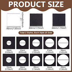 50個 2スタイル プラスチックコイン収納ボックス  パッド入り  正方形  透明  44x44x3mm  内径：16~39mm  25個/スタイル&nbsp;AJEW-GA0009-09A