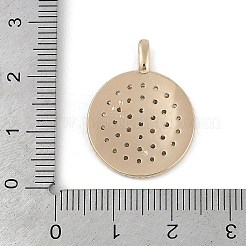 真鍮マイクロパヴェクリアキュービックジルコニアペンダント  フラットラウンド  18KGP本金メッキ  25x19x3.5mm  穴：1.8mm&nbsp;X-KK-Z075-12G