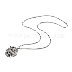 201 Stainless Steel Hollow Tree of Life Pendant Box Chain Necklaces&nbsp;LS-NJEW-M086-04P