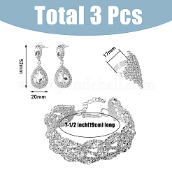 Crystal Rhinestone Teardrop Dangle Stud Earrings & Chain Bracelet & Rhombus Adjustable Ring&nbsp;SJEW-FI0001-19