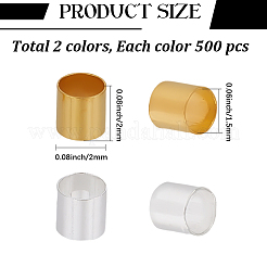 1000Pcs 2 Colors Brass Crimp Beads&nbsp;KK-PA0001-10