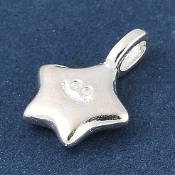 スターリングシルバーの笑顔のスターチャーム925個  スタンプ925個付き  銀  11.5x8.5x3mm  穴：2.5x1mm&nbsp;STER-R013-05S