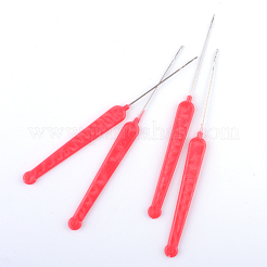 覆われたプラスチック製のハンドル付き鉄かぎ針編みのフック  クリムゾン  144~146x12x3.5mm  ピン：1mm  約50個/袋&nbsp;TOOL-S007-01