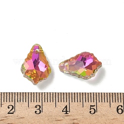 ABカラーメッキ電気メッキガラスチャーム  多面カット  葉  赤ミディアム紫  16x11x6mm  穴：1mm&nbsp;EGLA-O003-06C-17