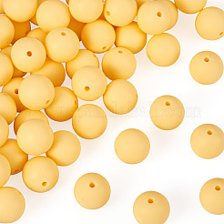 50個の食品グレードの環境に優しいシリコーンビーズ  ラウンド  きいろ  15mm  穴：2mm&nbsp;SIL-TA0002-89G
