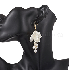 Petaline Brass Shell Pearl Dangle Earrings&nbsp;EJEW-TA00776
