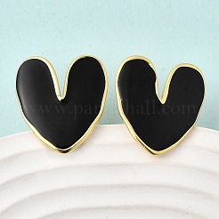 Heart 201 Stainless Steel Enamel Stud Earrings&nbsp;EJEW-Z151-12G-02
