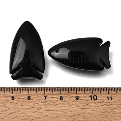 天然石オブシディアンペンダント  魚のチャーム  39~40x22x12mm  穴：2mm&nbsp;GG-CBA6D08-B04
