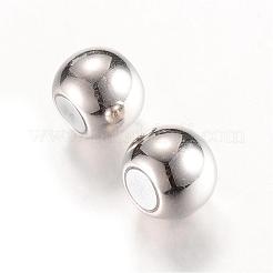 端が接着されたアクリル製マグネットクラスプ  二重丸  プラチナ  18x11mm  半分穴：5mm&nbsp;CCB-T001-01P