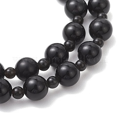 Natural Obsidian Beaded Stretch Bracelets for Women Men&nbsp;BJEW-JB13006-02