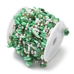 Handmade Natural Shell & ABS Imitation Beaded Chains&nbsp;CHS-F025-13G-05