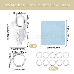 4Pcs 925 Sterling Silver Lobster Claw Clasps&nbsp;STER-BBC0009-41
