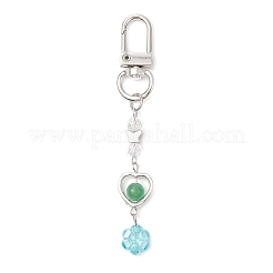 Flower Acrylic & Dyed Natural Jade Beads Pendant Decorations&nbsp;HJEW-JM02884