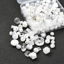100グラムのアクリルビーズ  混合図形  ホワイト  5.5~28x6~20x3~11mm  穴：1~5mm&nbsp;SACR-YW0001-41C