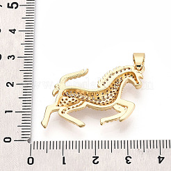 真鍮マイクロパヴェクリアキュービックジルコニアペンダント  馬のチャーム  18KGP本金メッキ  30x26.5x4.5mm  穴：4x6.5mm&nbsp;KK-T080-03G