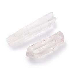 天然水晶ビーズ  穴なし/ドリルなし  六角形のプリズム  35~47x6~13x6~11mm  約70個/500g&nbsp;G-WH0007-01