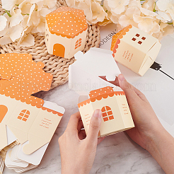 紙製の小さな家のギフトボックス  クリスマス、結婚式、ハロウィーンパーティー用品のためのキャンディー収納ケース  ダークオレンジ  8.5x7.6x9.4cm&nbsp;CON-WH0088-55B