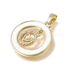 Brass Micro Pave Clear Cubic Zirconia with White Enamel Pendants&nbsp;CU-CBAA556-08C