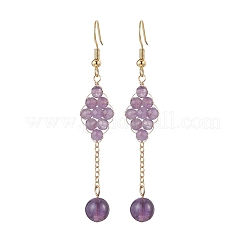 Natural Agate Bead & Natural Amethyst & Natural Citrine & Natural Carnelian & Natural Quartz Crystal Dangle Earrings&nbsp;EJEW-TA00660