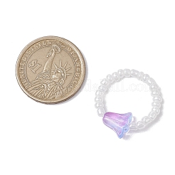 ガラスビーズストレッチリング  チューリップ  ミックスカラー  内径：18mm  20個/セット&nbsp;RJEW-JR00823