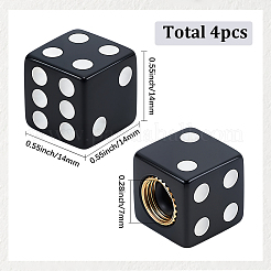 ダイスアクリルタイヤバルブステムキャップ4個  真鍮パーツ  ブラック  14x14x14mm  穴：7mm&nbsp;FIND-SP0005-32