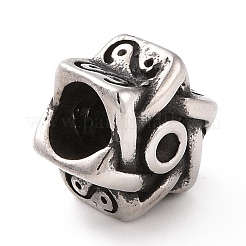 304ステンレススチールヨーロピアンビーズ  大穴ビーズ  ダビデの星  アンティークシルバー  10.5x12x8mm  穴：5mm&nbsp;STAS-M301-39AS