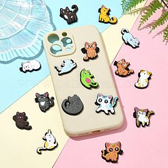 32個 16種類のプラスチックカボション  猫の形  ミックスカラー  17.5~32x17~30x3.5~4mm  2個/スタイル&nbsp;KY-CJ0002-08