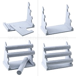 ベルベットのブレスレット/バングルバー表示  木材とプラスチックチューブ  ライトグレー  260x320x175mm&nbsp;LS-BDIS-N001-01