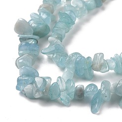 天然アクアマリンチップ連売りビーズ  グレードA  2.5~6x4.5~10.5mm  穴：0.8~1mm  約80~81 CM&nbsp;G-D0002-A02