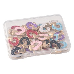 24本6色合金エナメルペンダント  ハートチャーム  ゴールドカラー  ミックスカラー  15x16.5mm  4個/カラー&nbsp;ENAM-FS0004-35