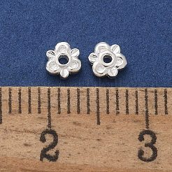 925スターリングシルバービーズ  小さなスペーサーガスケット  銀  花  3.7x4x1.3mm  穴：1mm&nbsp;STER-D300-24S-05