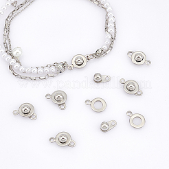 真鍮スナップ留め具10個  フラットラウンド  プラチナメッキ  15.5x9x4.5mm  穴：1.2~1.5mm&nbsp;KK-UN0001-73