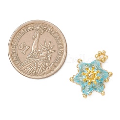ガラスチャーム  星のチャーム  シードビーズと合金入り  多面カット  空色  22x17.5x8.5mm  穴：2mm&nbsp;PALLOY-MZ01209-03