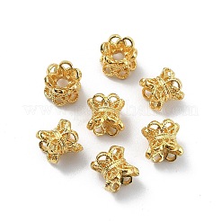 6枚花びら真鍮両面ビーズキャップ  18KGP本金メッキ  6.5x6mm  穴：2mm&nbsp;KK-P232-09G