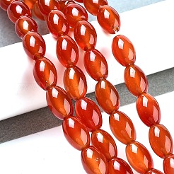 天然石ビーズ連売り  ナチュラルカーネリアン  オーバル  レッド  約12 mm幅  直径8mm  穴：1.2~1.5mm  約32個/連  14.5インチ&nbsp;X-G080