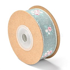黄麻布リボン  花柄  ギフトラッピングパーティーデコレーション用  士官候補生ブルー  1インチ（25mm）  約5.4ヤード（5m）/ロール&nbsp;SRIB-F010-02C
