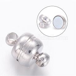 ループ付き真鍮製マグネットクラスプ  オーバル  プラチナ  11x7mm  穴：1.5mm&nbsp;X-KK-H361-N