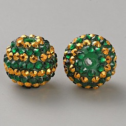 樹脂製ラインストーンビーズ  縞模様の丸い  DIYペン作りのジュエリー用品  エメラルド  20x19mm  穴：2.5mm&nbsp;RB-WH0003-08I