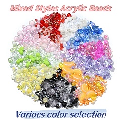 120 個 12 スタイル混合スタイルアクリルビーズ  混合図形  カメリア  6~24.5x6~22x5~21.5mm  穴：1.5~3mm  10個/スタイル&nbsp;MACR-YW0003-05A