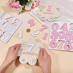 2 Bags 2 Colors MDF Baby Monthly Milestone Cards with Announcement Sign&nbsp;DIY-CA0007-95