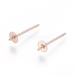 304ステンレススチールスタッドピアス金具  片穴パーツ用  ローズゴールド  14x4mm  ピン：0.8mm&nbsp;STAS-D448-089RG-4mm