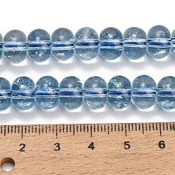 染色された天然石風ガラスビーズの連  ロンデル  スチールブルー  9.5~10x7mm  穴：1.5mm  約54個/連  14.96''（38センチメートル）&nbsp;GL-Z001-03B-11