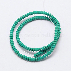 染色合成ターコイズロンデルビーズ連  ターコイズ  6x4mm  穴：1mm  約87PCS / srtand  15インチ&nbsp;G-P083-6mm-84J